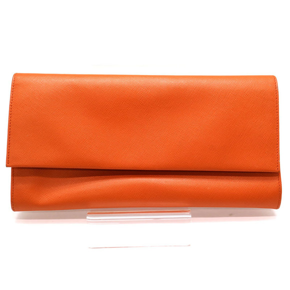Prada Orange Long Leather Clutch Wallet - Picture 1 of 6